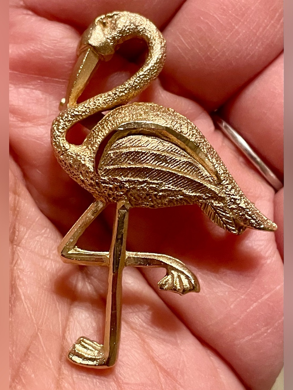 Vintage Gold-tone Stork Brooch Pin